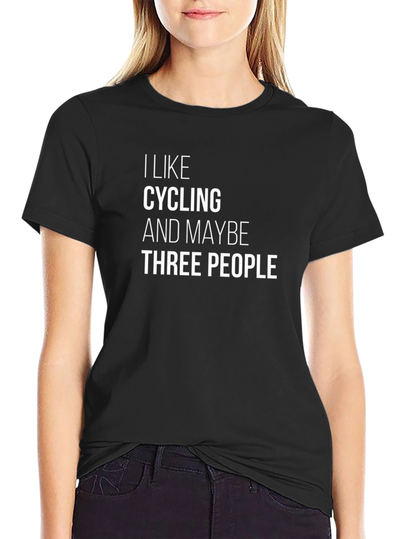 Cycling & Three People Graphic Tee - Black T-Shirt