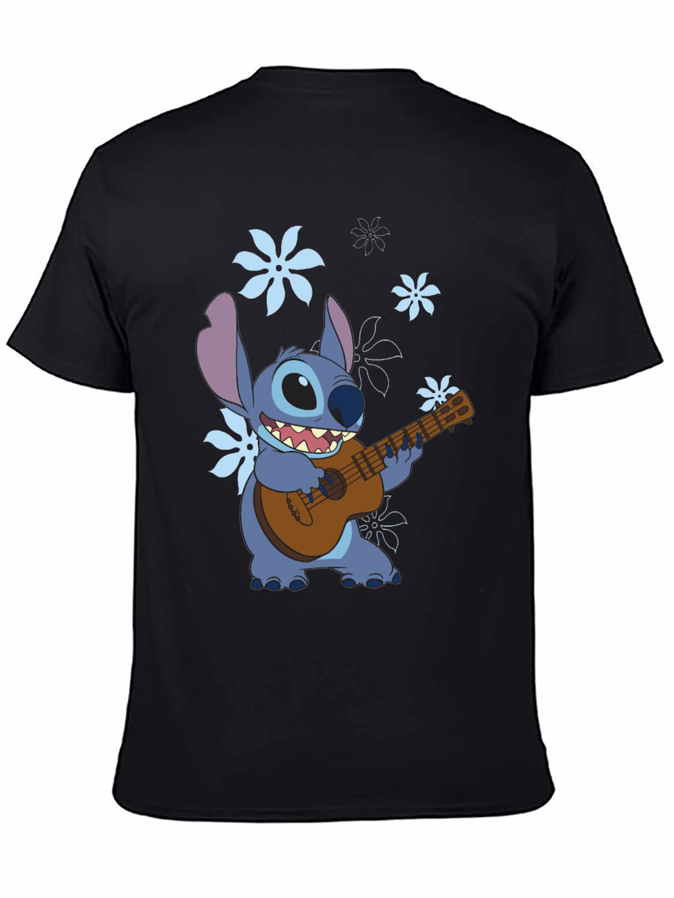 Stitch Ukulele Graphic T-Shirt - Black Cotton Tee