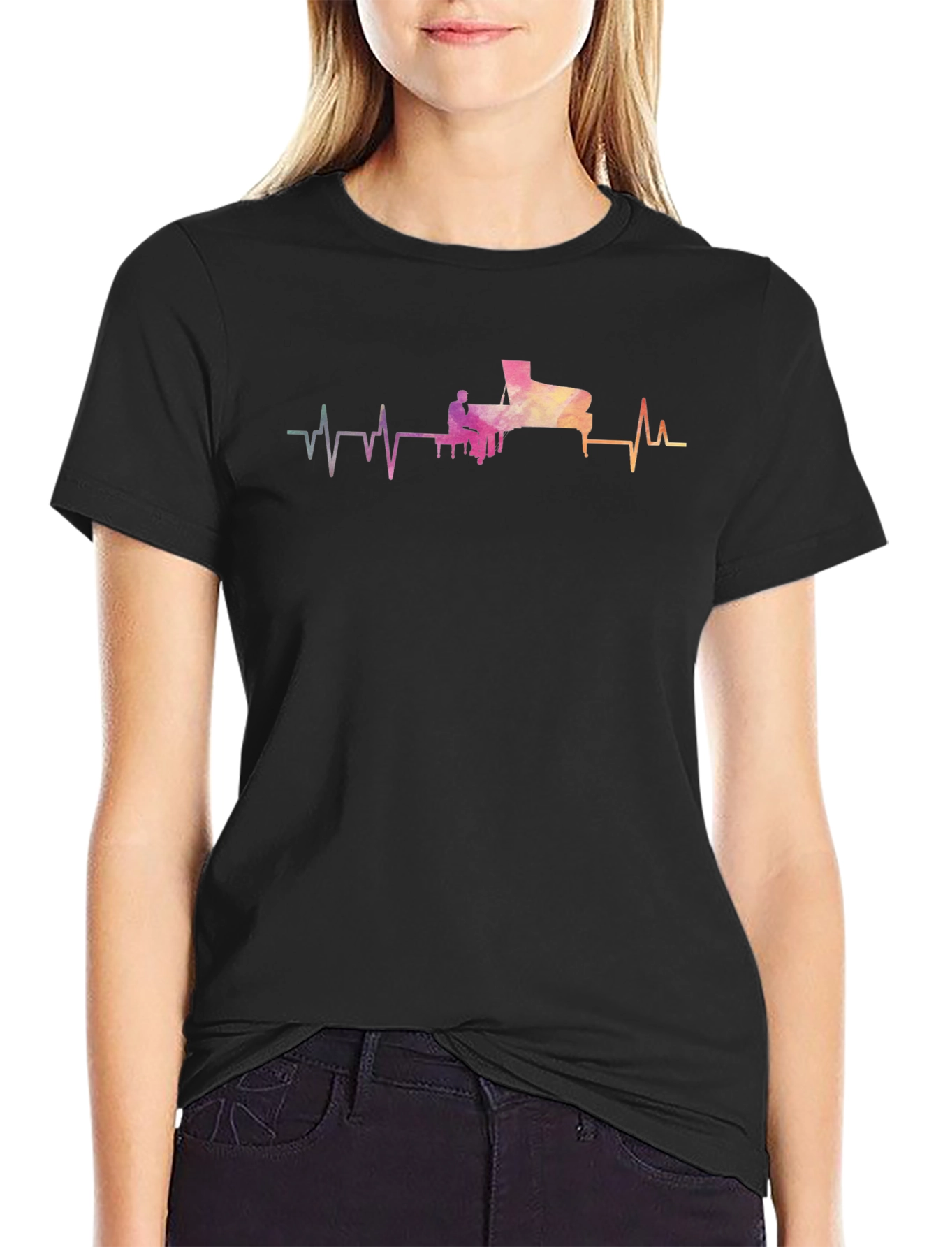 Piano Heartbeat T-Shirt - Musical ECG Tee
