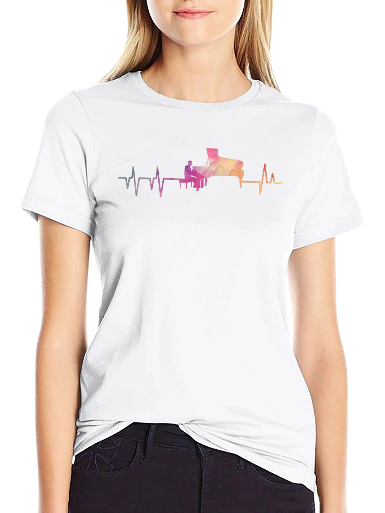Piano Heartbeat T-Shirt - Musical ECG Tee
