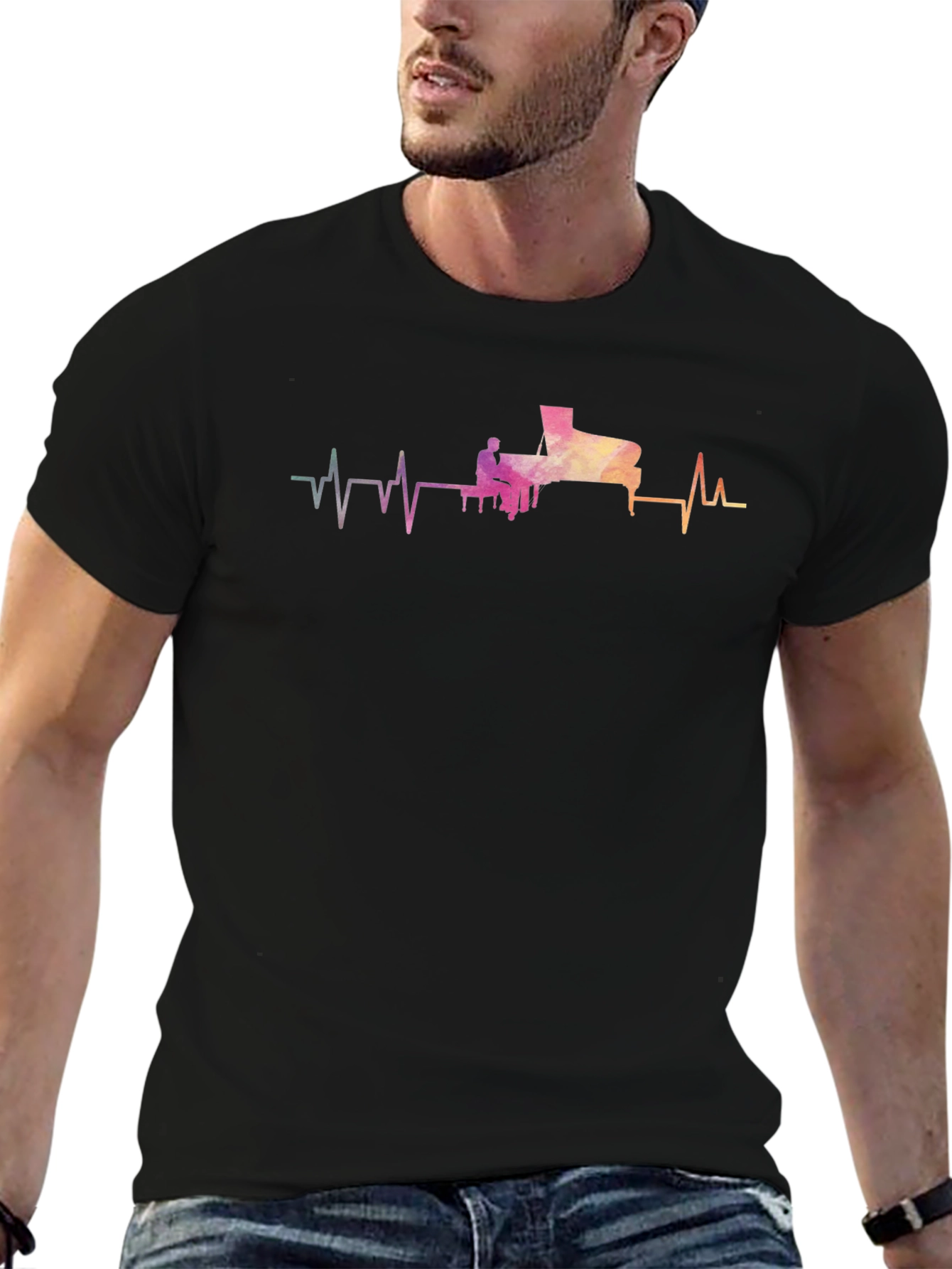 Piano Heartbeat T-Shirt - Musical ECG Tee
