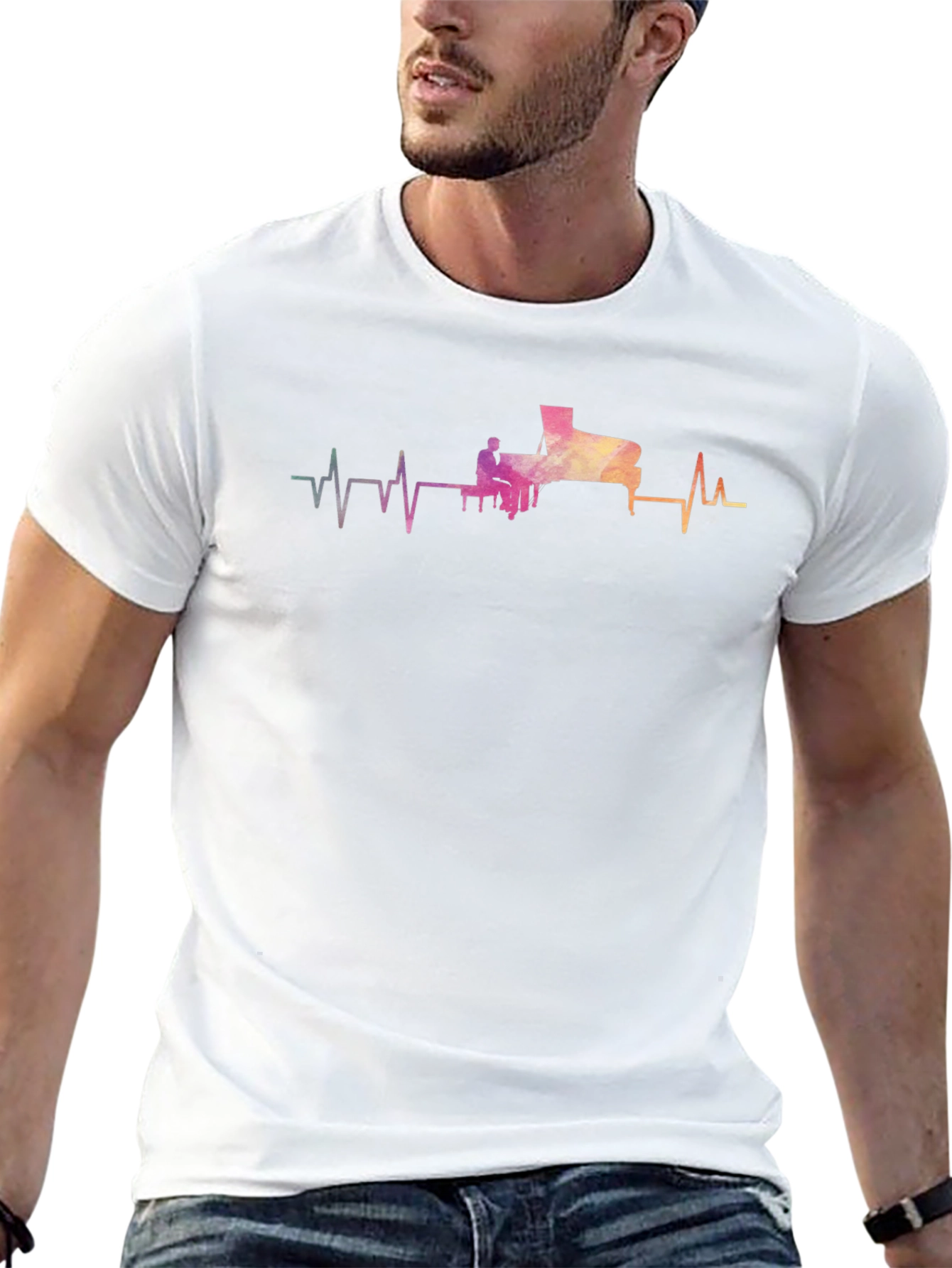 Piano Heartbeat T-Shirt - Musical ECG Tee