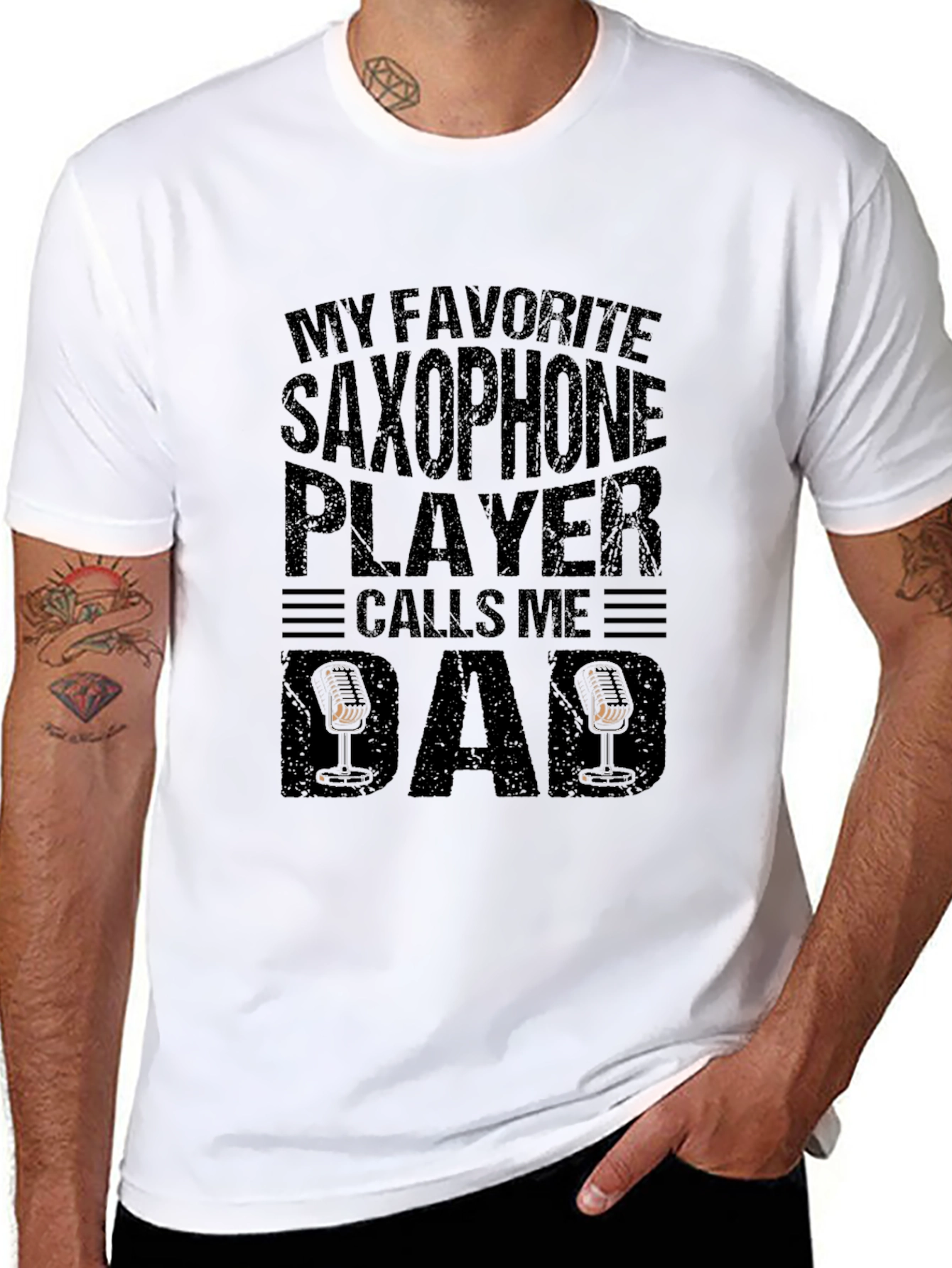 Saxophone Player Dad T-Shirt - Black