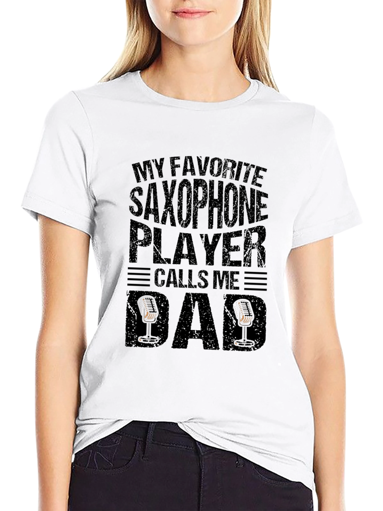 Saxophone Player Dad T-Shirt - Black