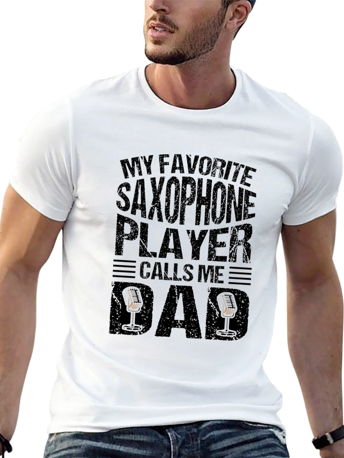 Saxophone Player Dad T-Shirt - Black