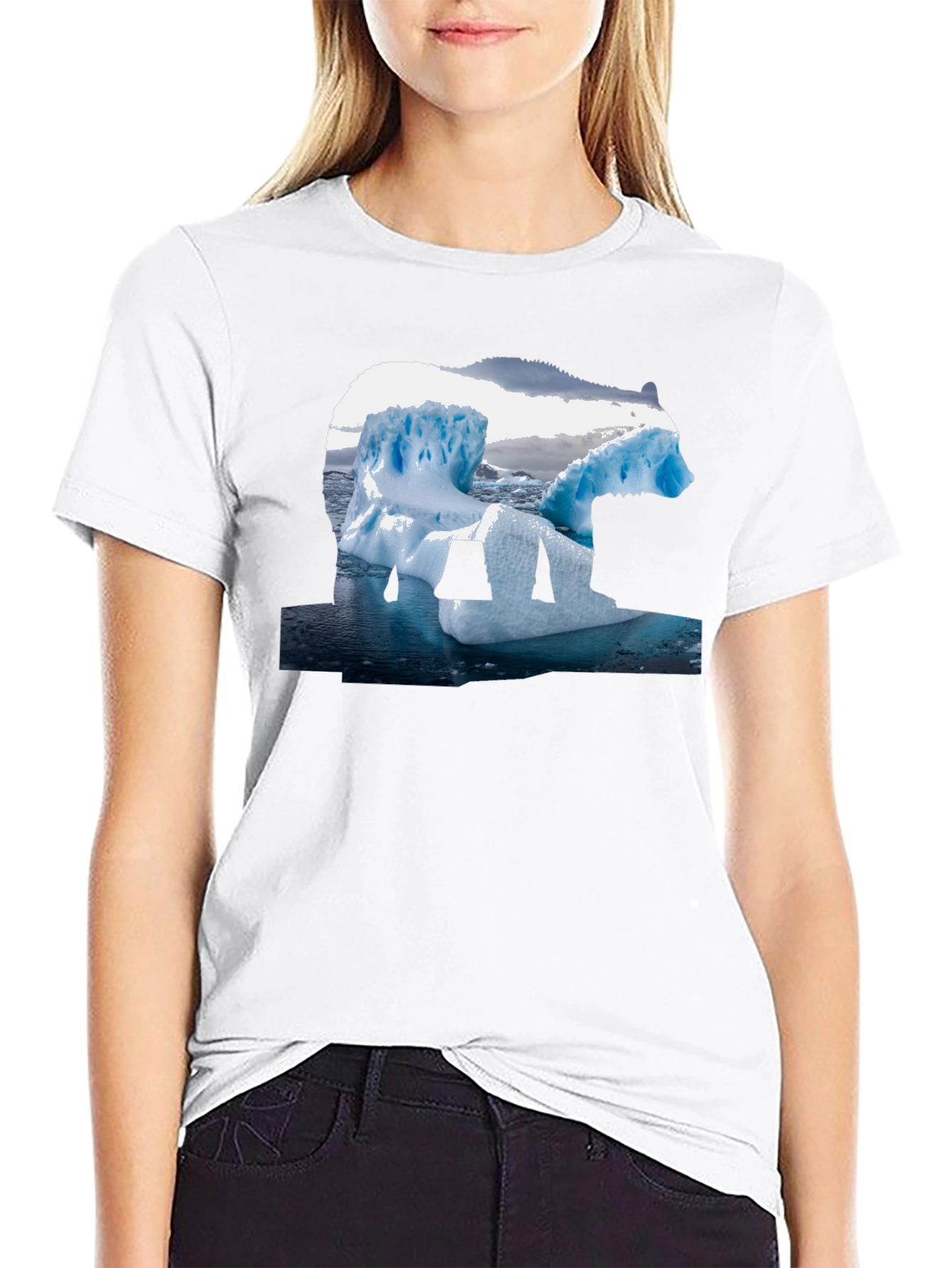 Polar Bear Iceberg Graphic Tee - Black Cotton T-Shirt
