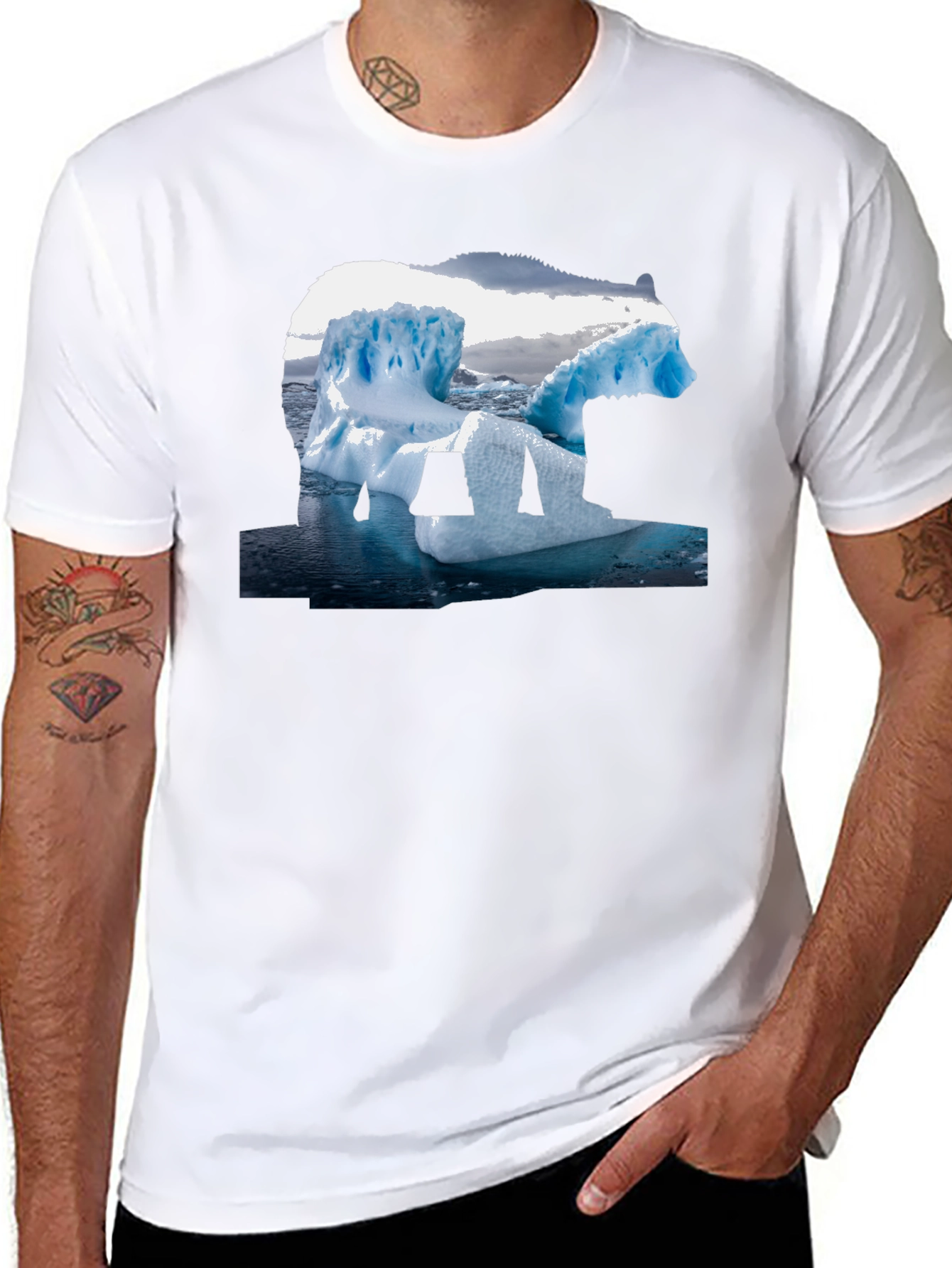 Polar Bear Iceberg Graphic Tee - Black Cotton T-Shirt