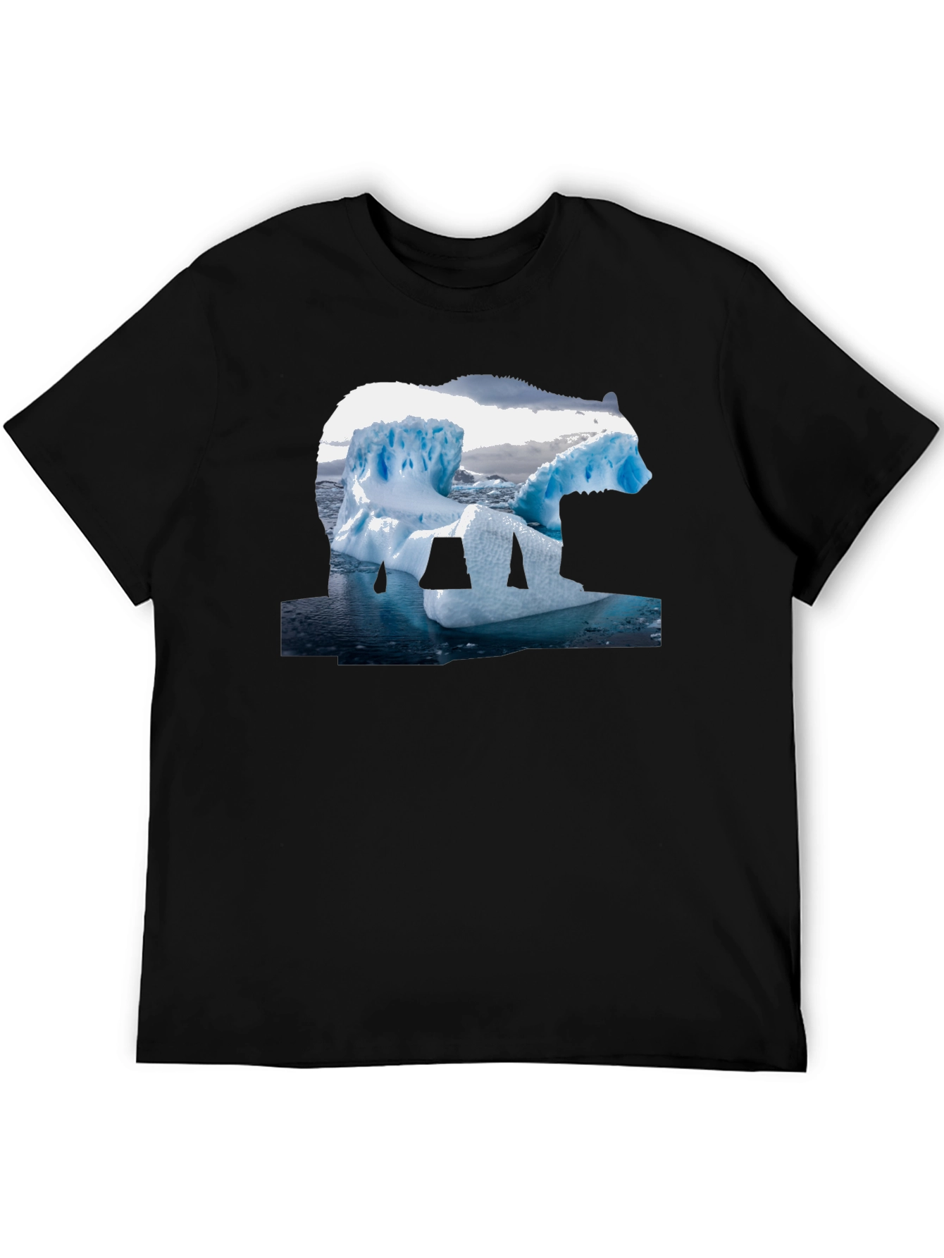 Polar Bear Iceberg Graphic Tee - Black Cotton T-Shirt