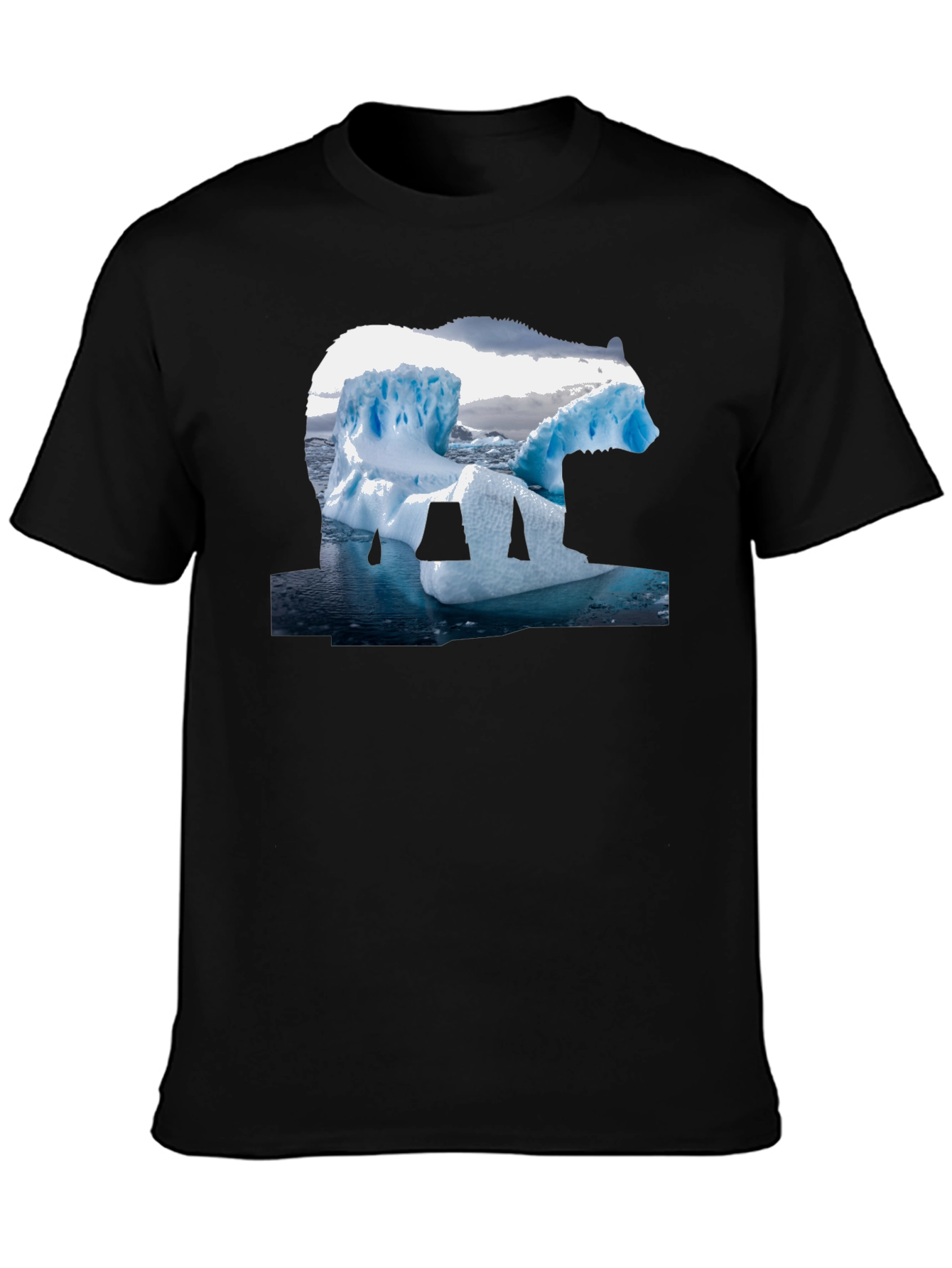 Polar Bear Iceberg Graphic Tee - Black Cotton T-Shirt
