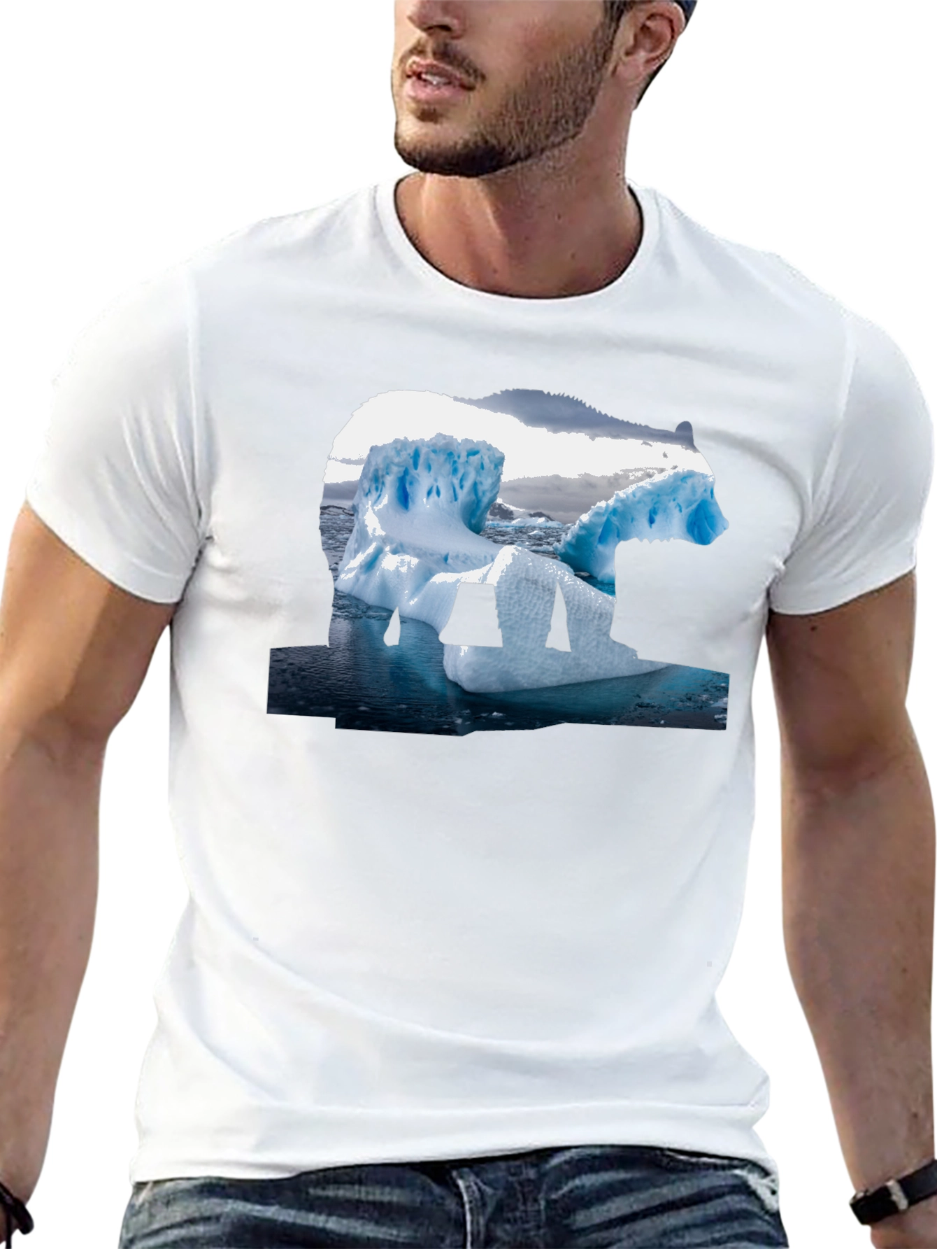 Polar Bear Iceberg Graphic Tee - Black Cotton T-Shirt