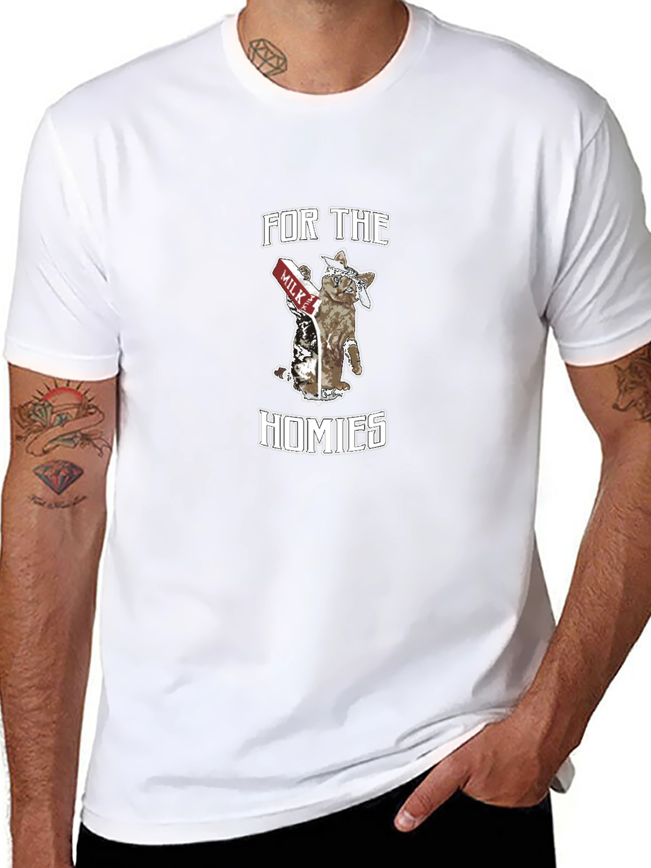 For The Homies Cat Graphic Tee - Black
