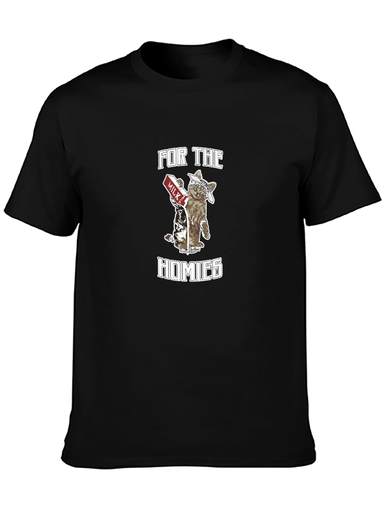 For The Homies Cat Graphic Tee - Black