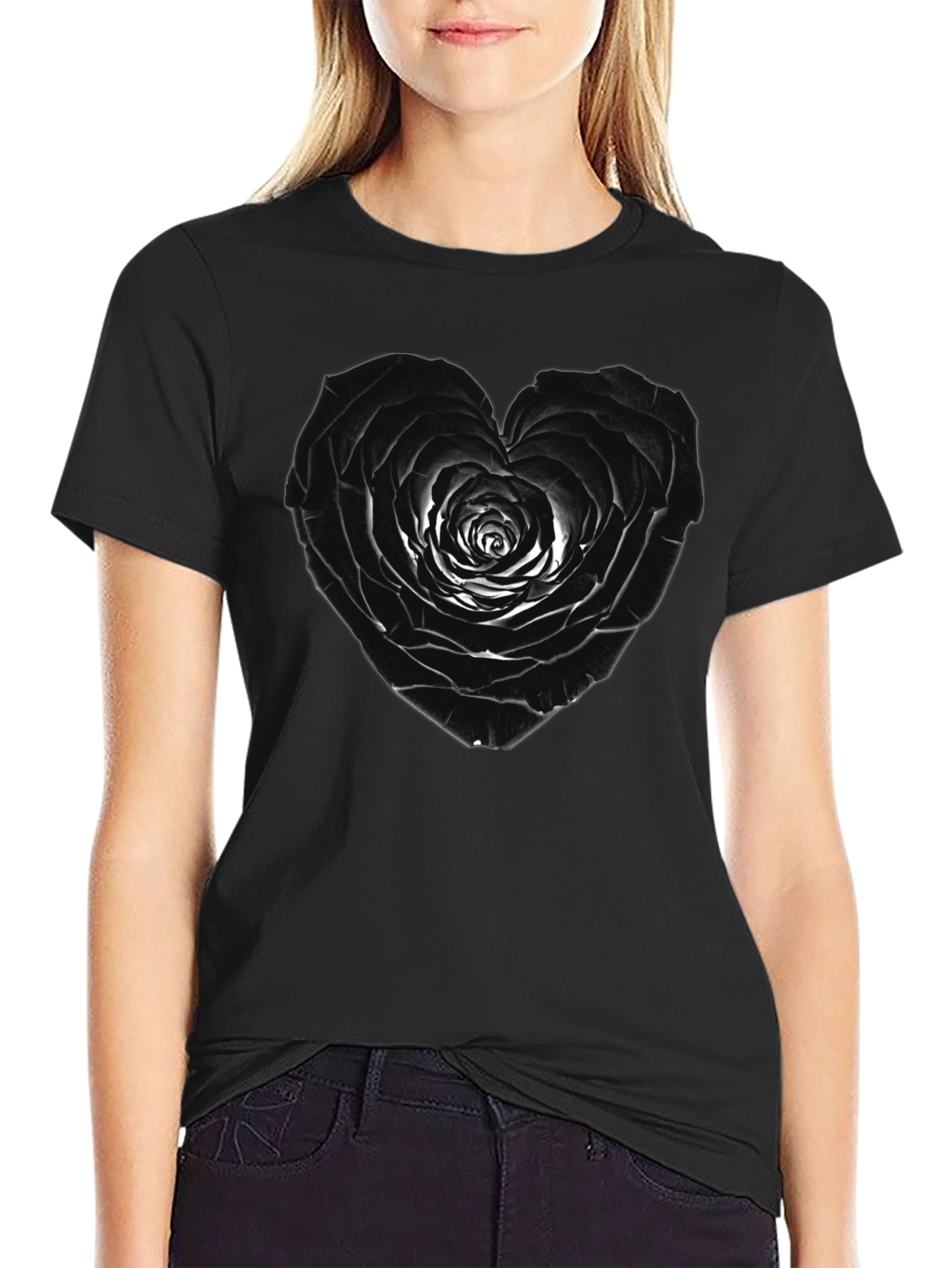 Black Rose Heart Tee - Unique Graphic T-Shirt