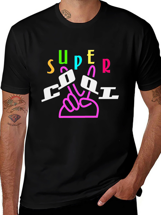 Super Cool Graphic Tee - Black Cotton Blend