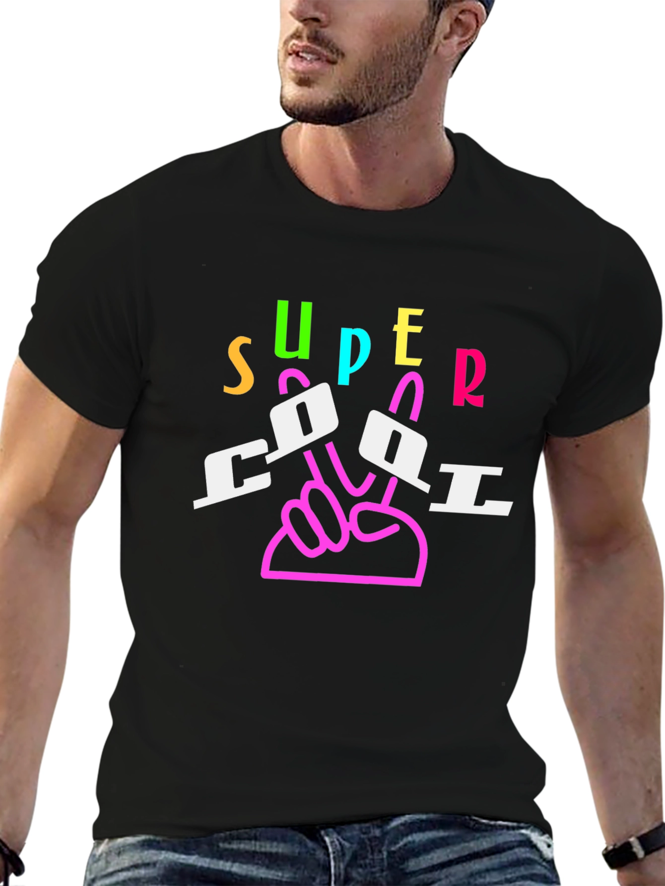 Super Cool Graphic Tee - Black Cotton Blend