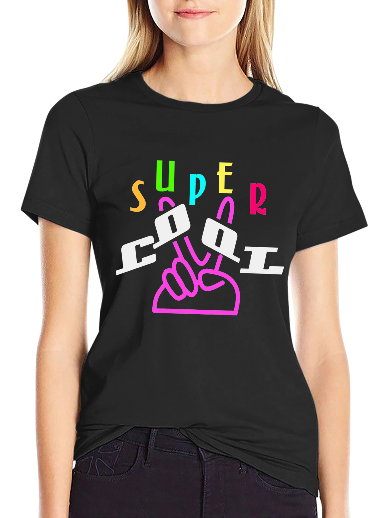 Super Cool Graphic Tee - Black Cotton Blend
