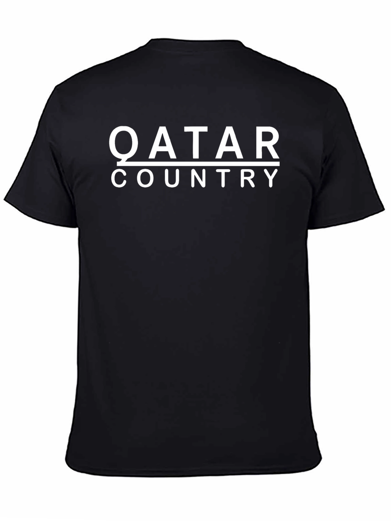Qatar Country T-Shirt - Black Crew Neck Tee