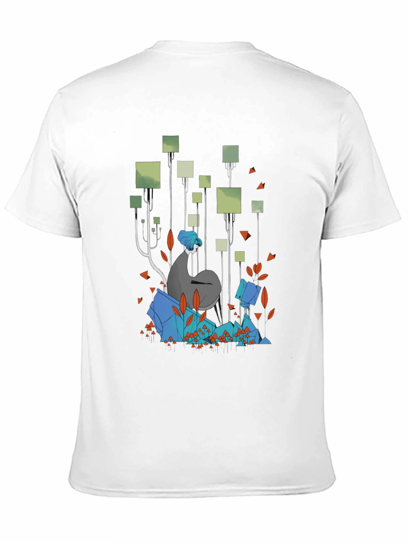 Abstract Geometric Forest Graphic Tee - Black