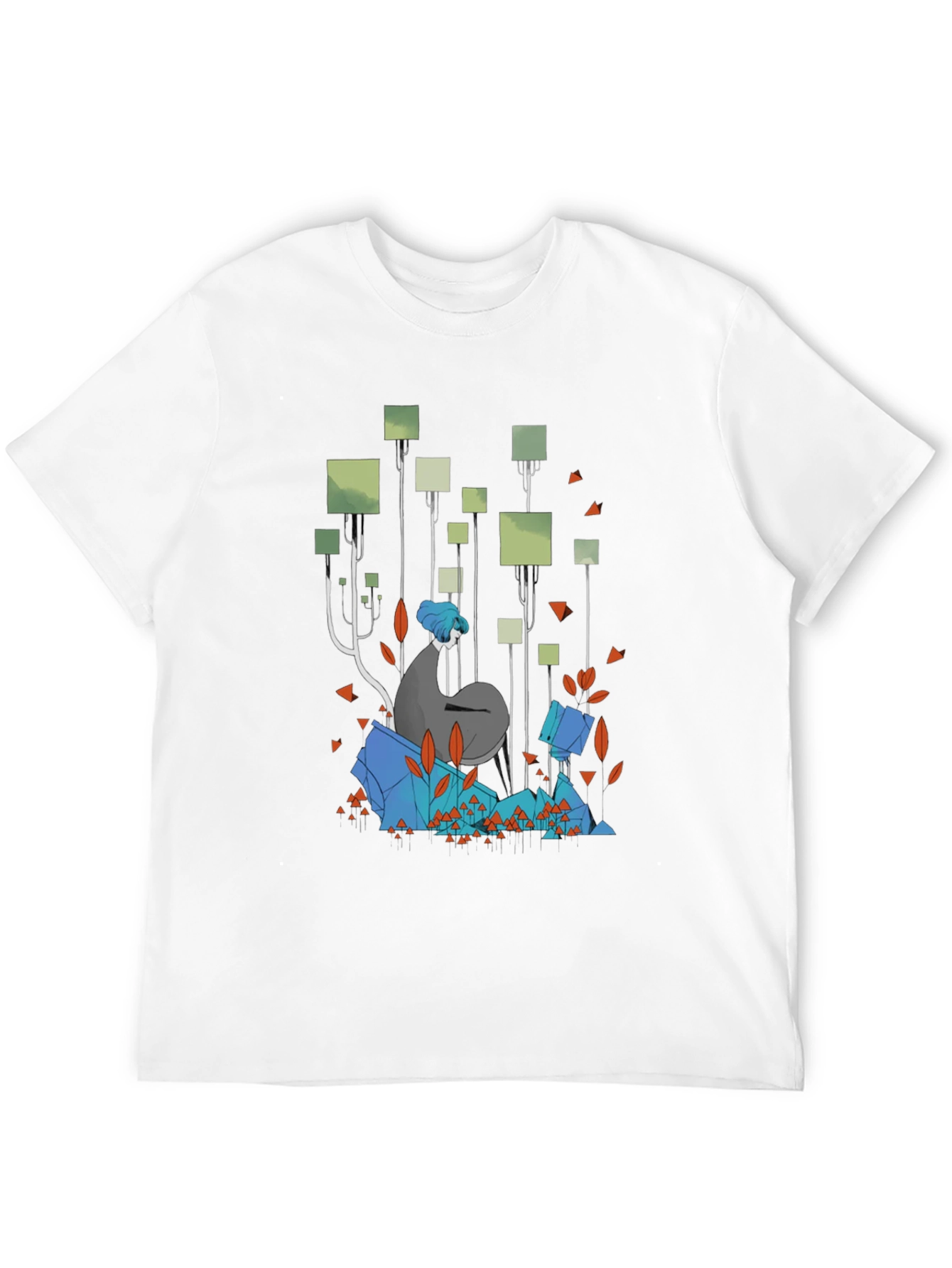 Abstract Geometric Forest Graphic Tee - Black