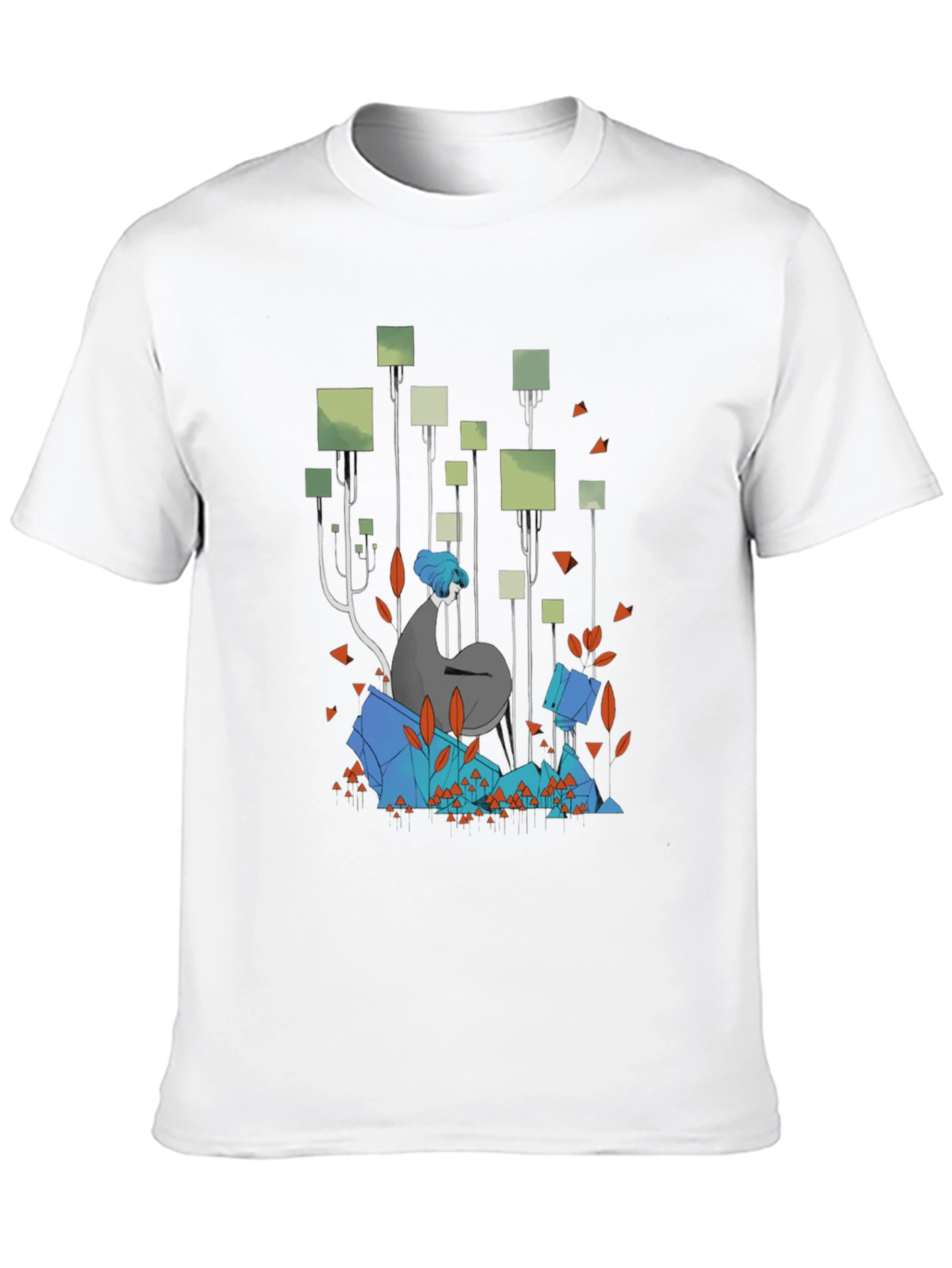 Abstract Geometric Forest Graphic Tee - Black