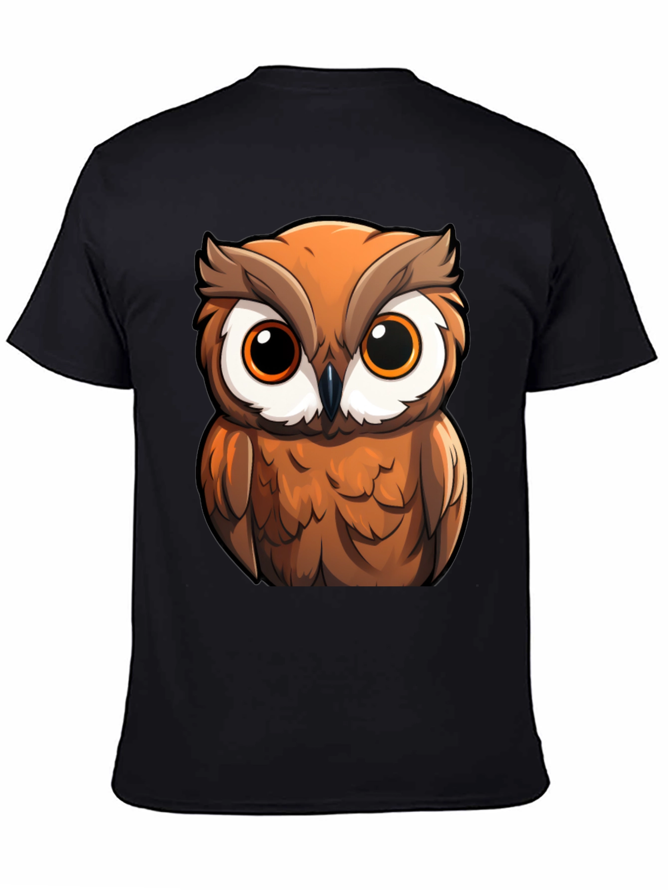 Owl Cartoon Graphic Black T-Shirt