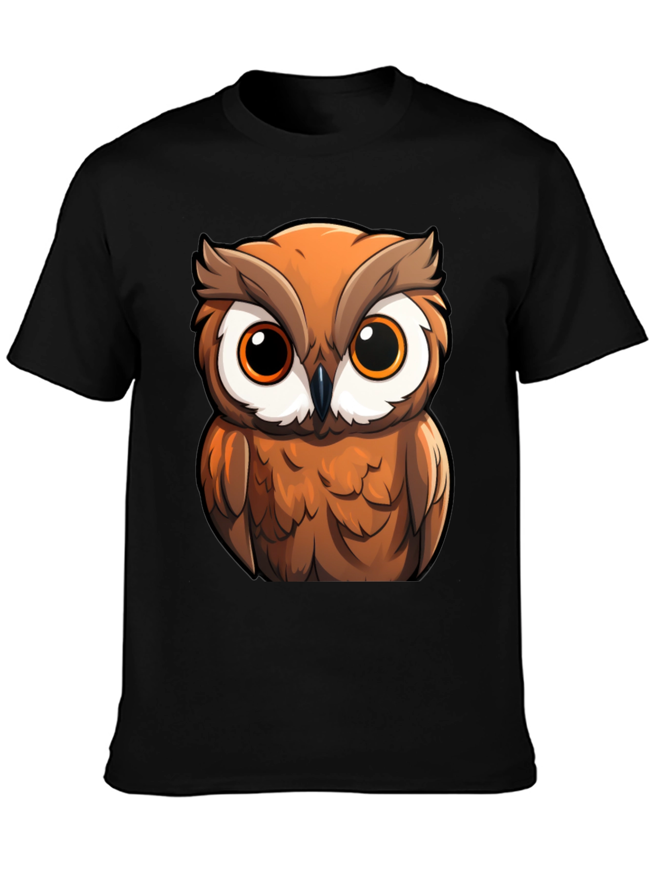 Owl Cartoon Graphic Black T-Shirt