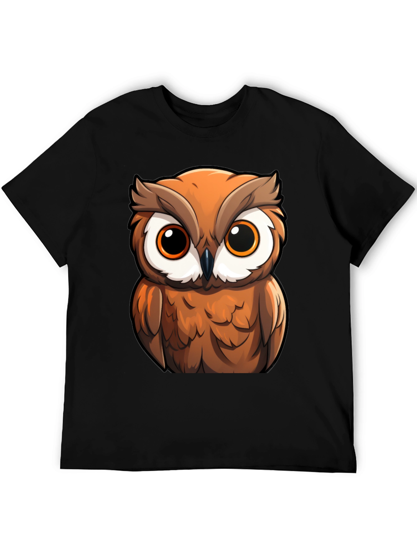 Owl Cartoon Graphic Black T-Shirt