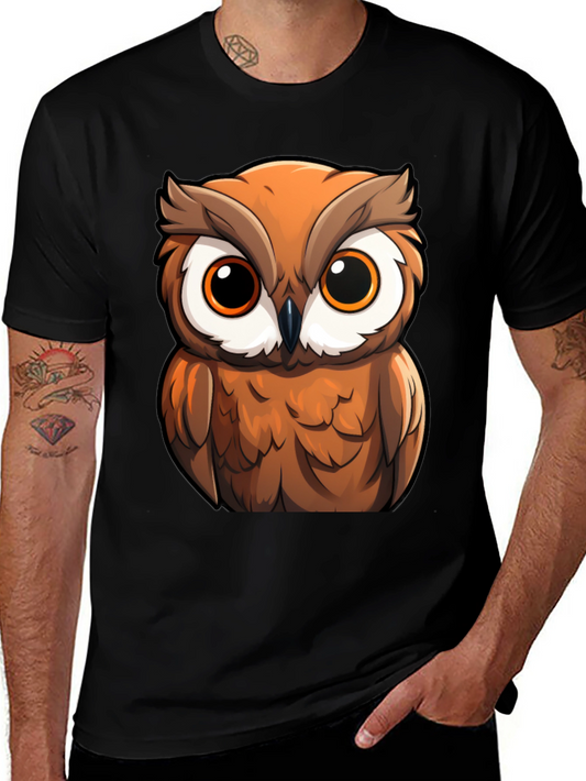 Owl Cartoon Graphic Black T-Shirt