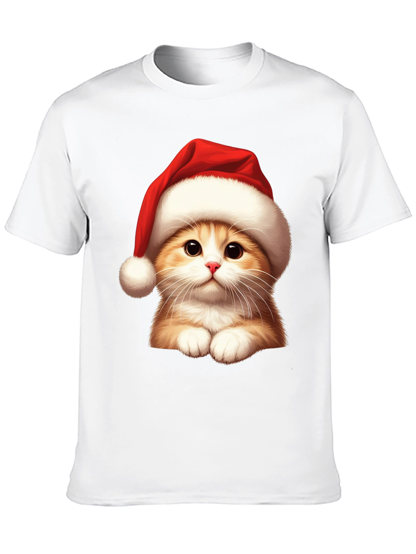 Festive Cat Tee - Santa Hat Holiday Shirt