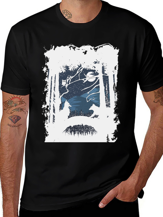 Wolf Silhouette Forest Graphic Tee
