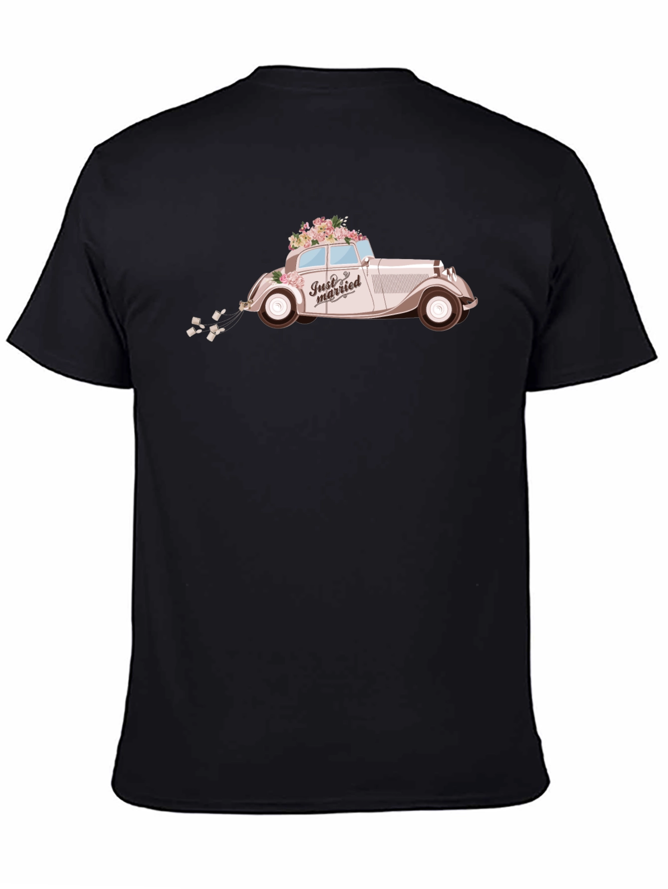 Just Married Car Graphic Tee - Classic Wedding Style