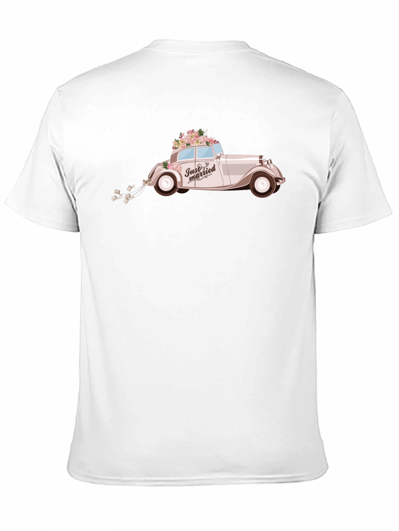 Just Married Car Graphic Tee - Classic Wedding Style
