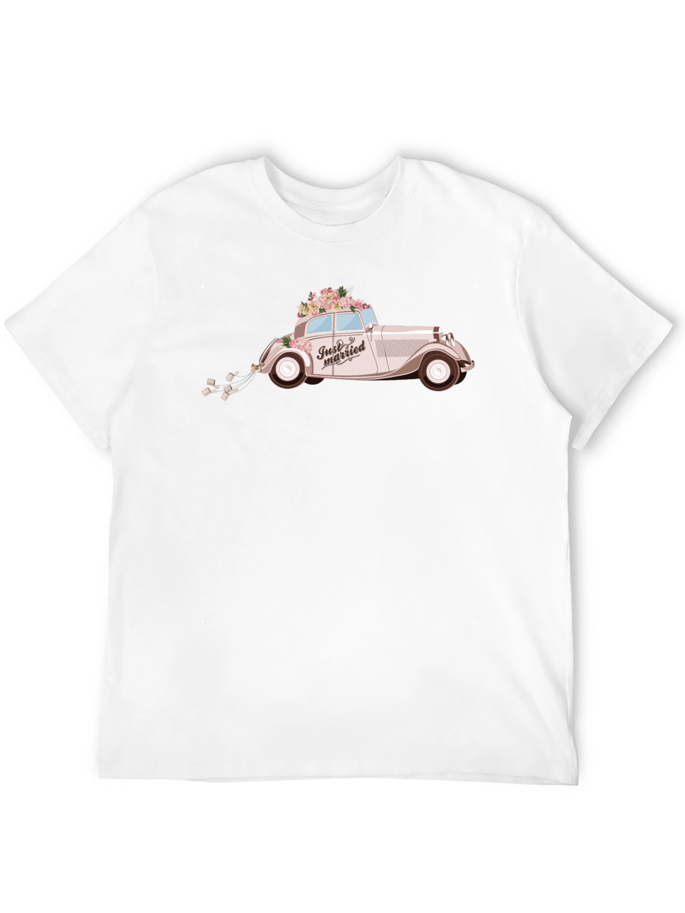 Just Married Car Graphic Tee - Classic Wedding Style