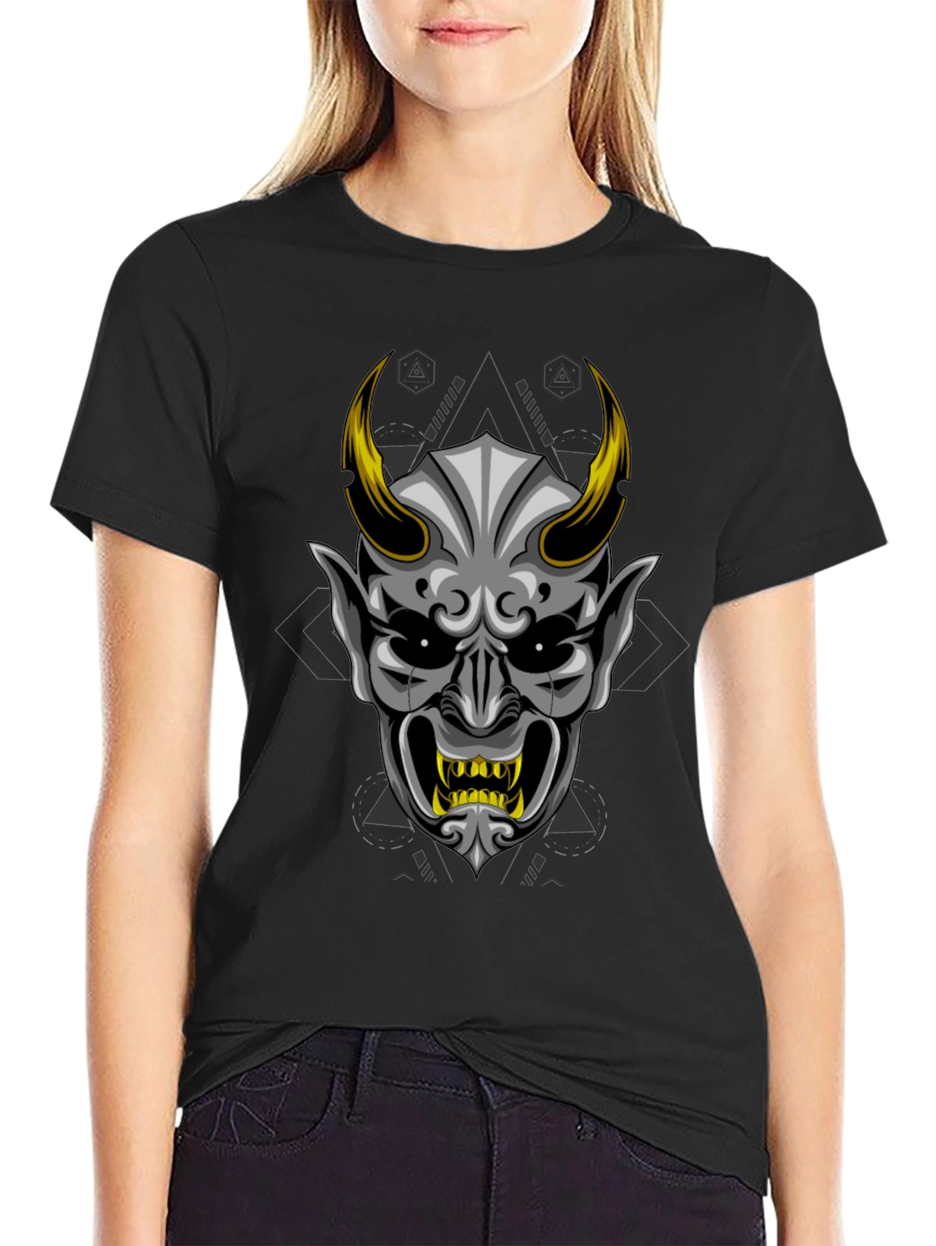 Mens Black Oni Demon Graphic Tee