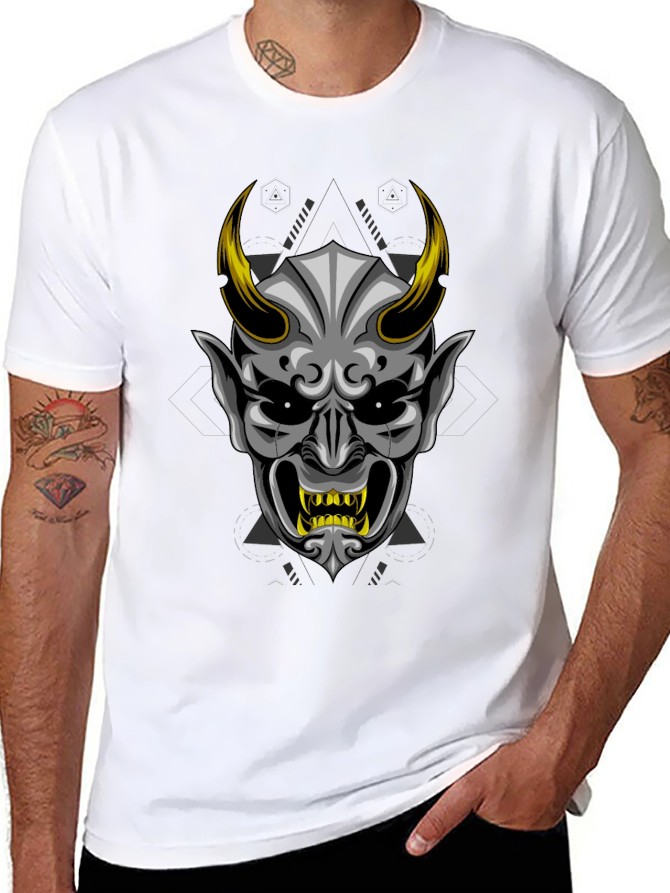 Mens Black Oni Demon Graphic Tee
