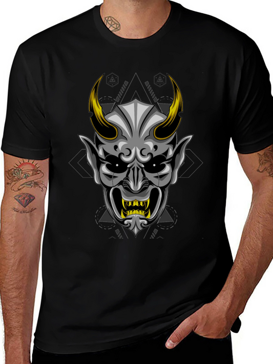 Mens Black Oni Demon Graphic Tee