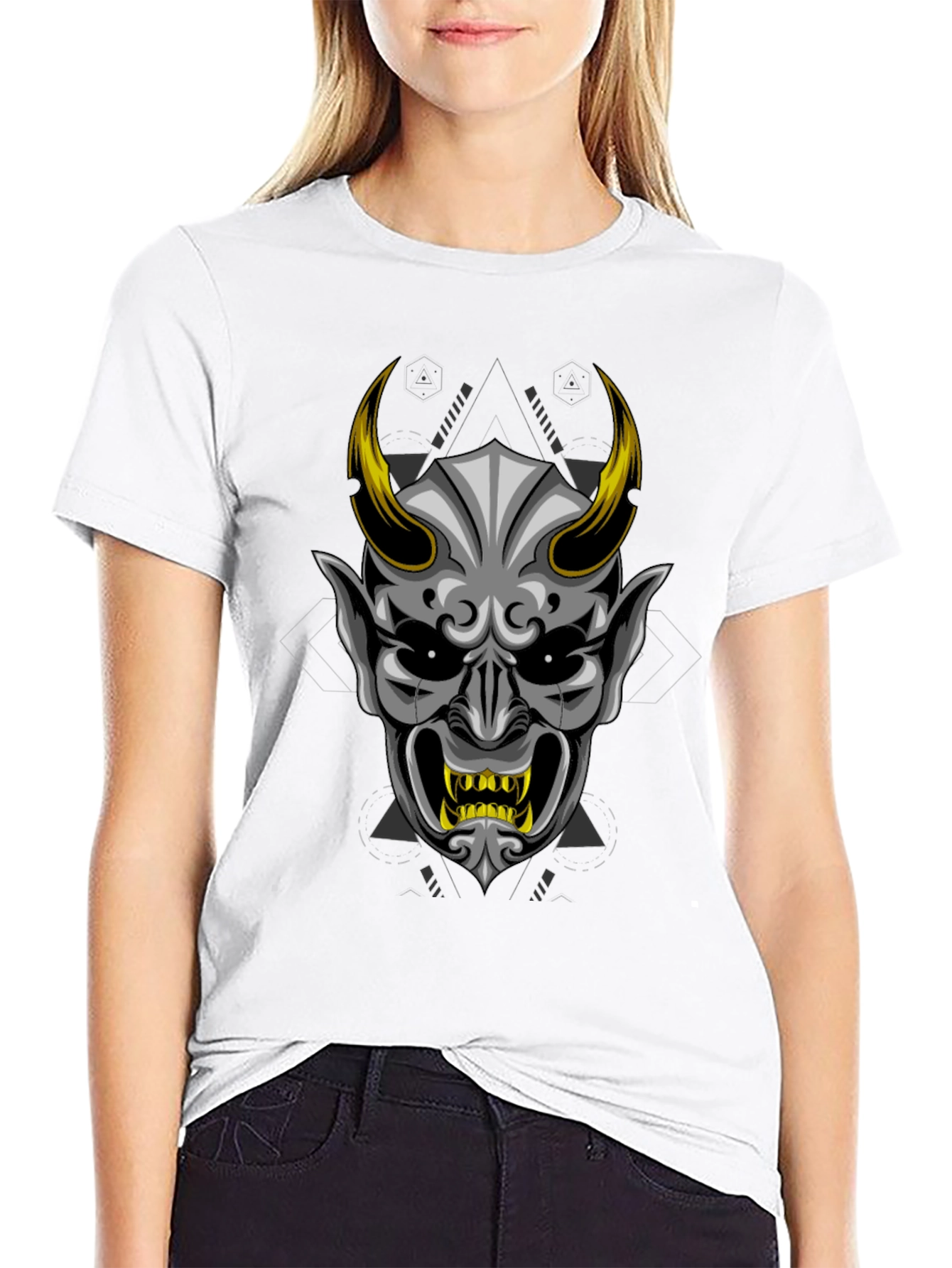 Mens Black Oni Demon Graphic Tee