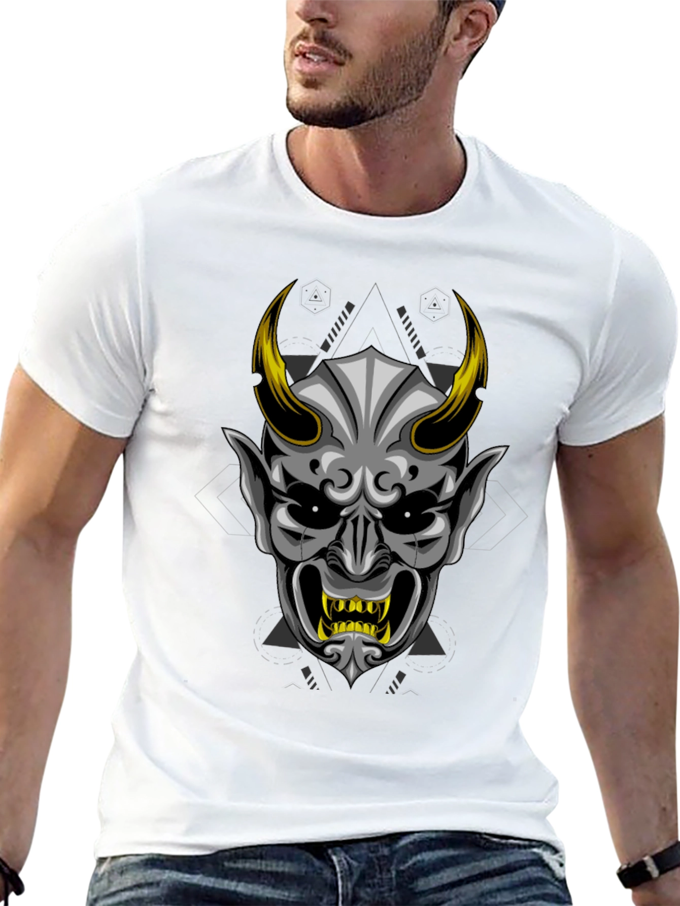 Mens Black Oni Demon Graphic Tee