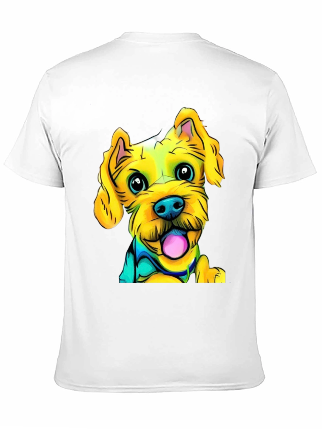 Dog Cartoon Print Black T-Shirt