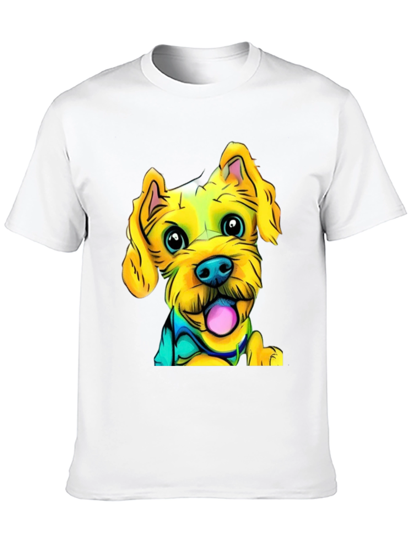 Dog Cartoon Print Black T-Shirt