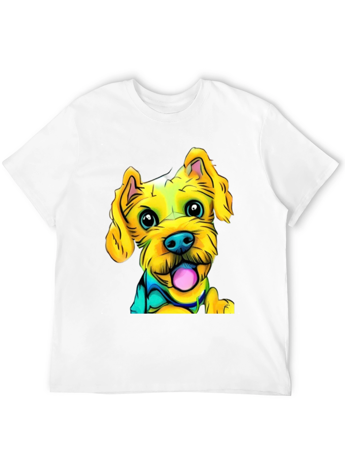 Dog Cartoon Print Black T-Shirt