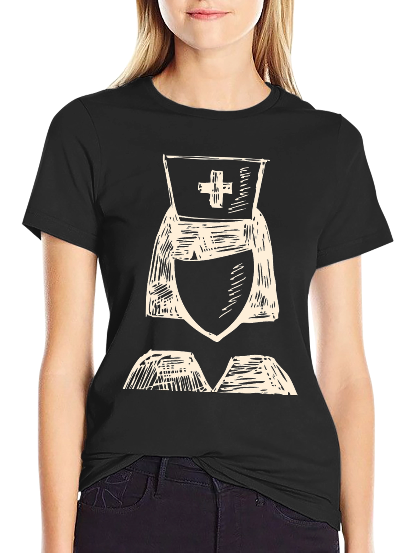 Nurse Sketch Graphic Tee - Healthcare Hero T-Shirt