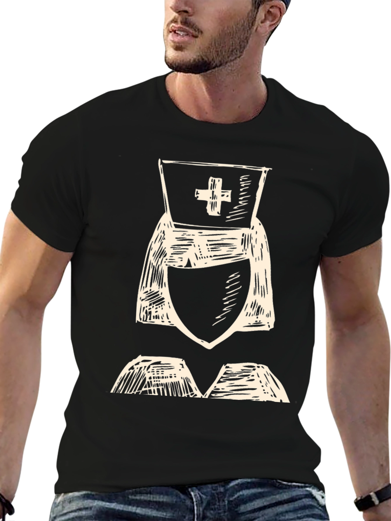 Nurse Sketch Graphic Tee - Healthcare Hero T-Shirt