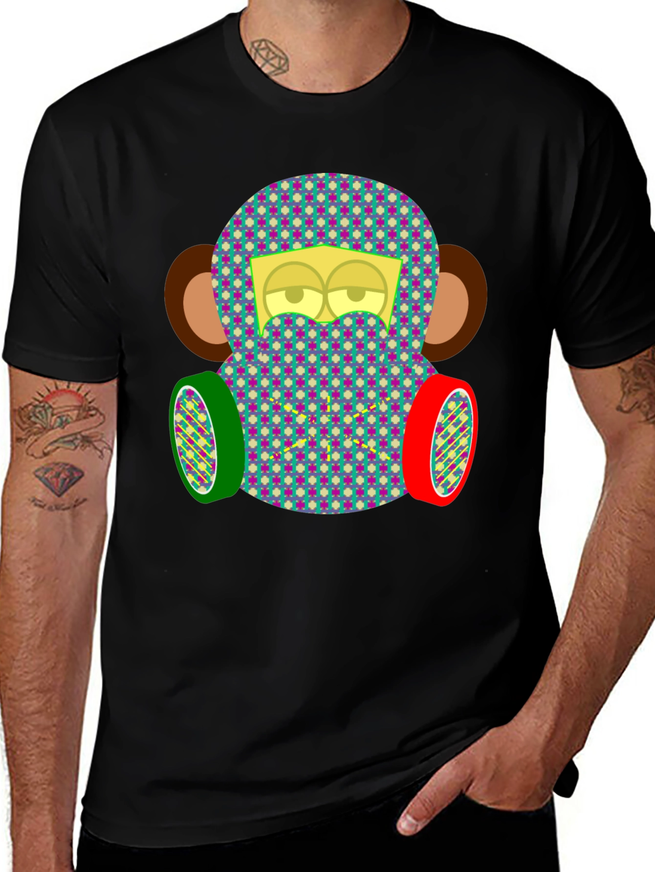 Monkey Face Tee: Quirky Patterned Graphic T-Shirt