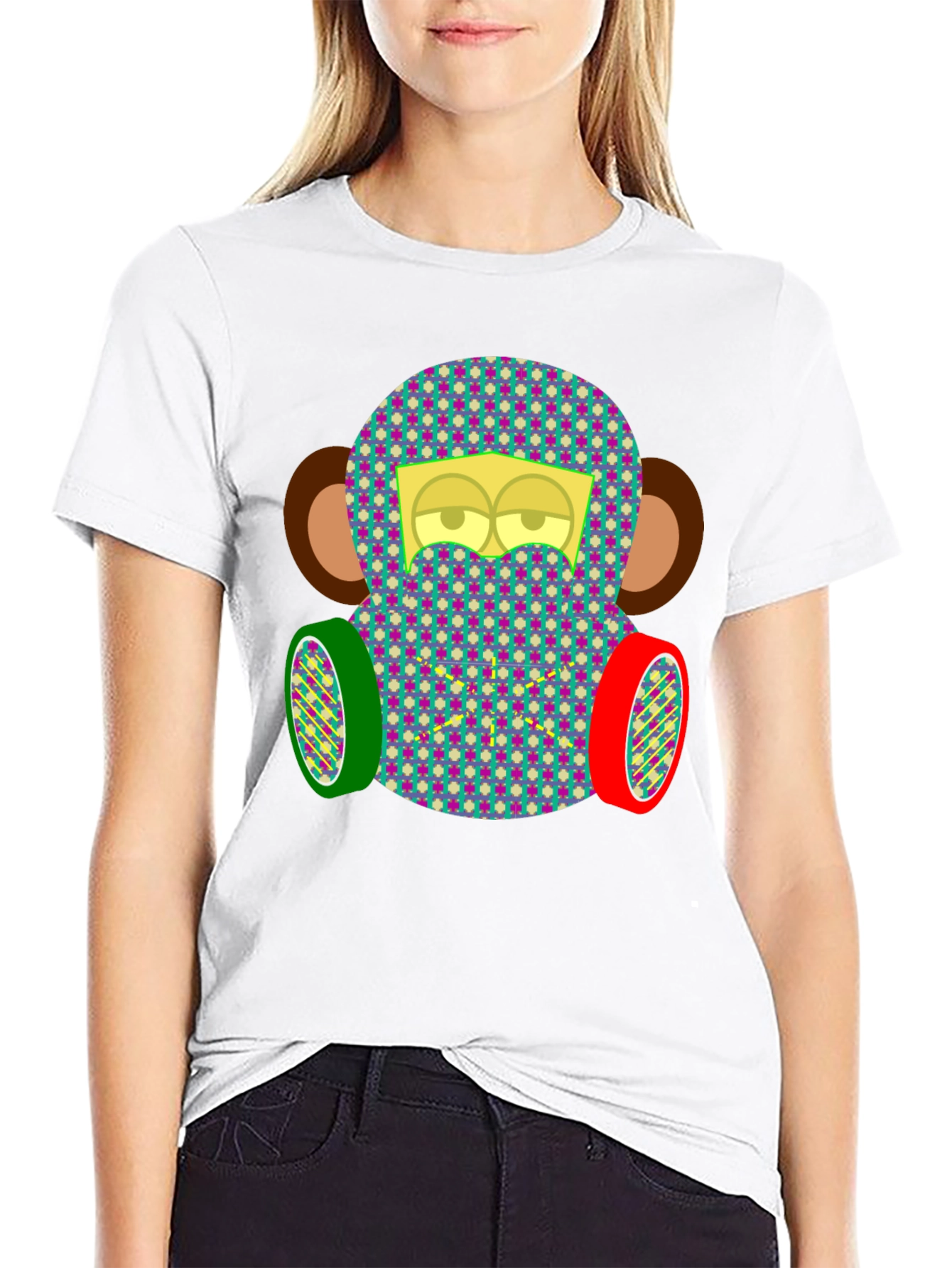 Monkey Face Tee: Quirky Patterned Graphic T-Shirt