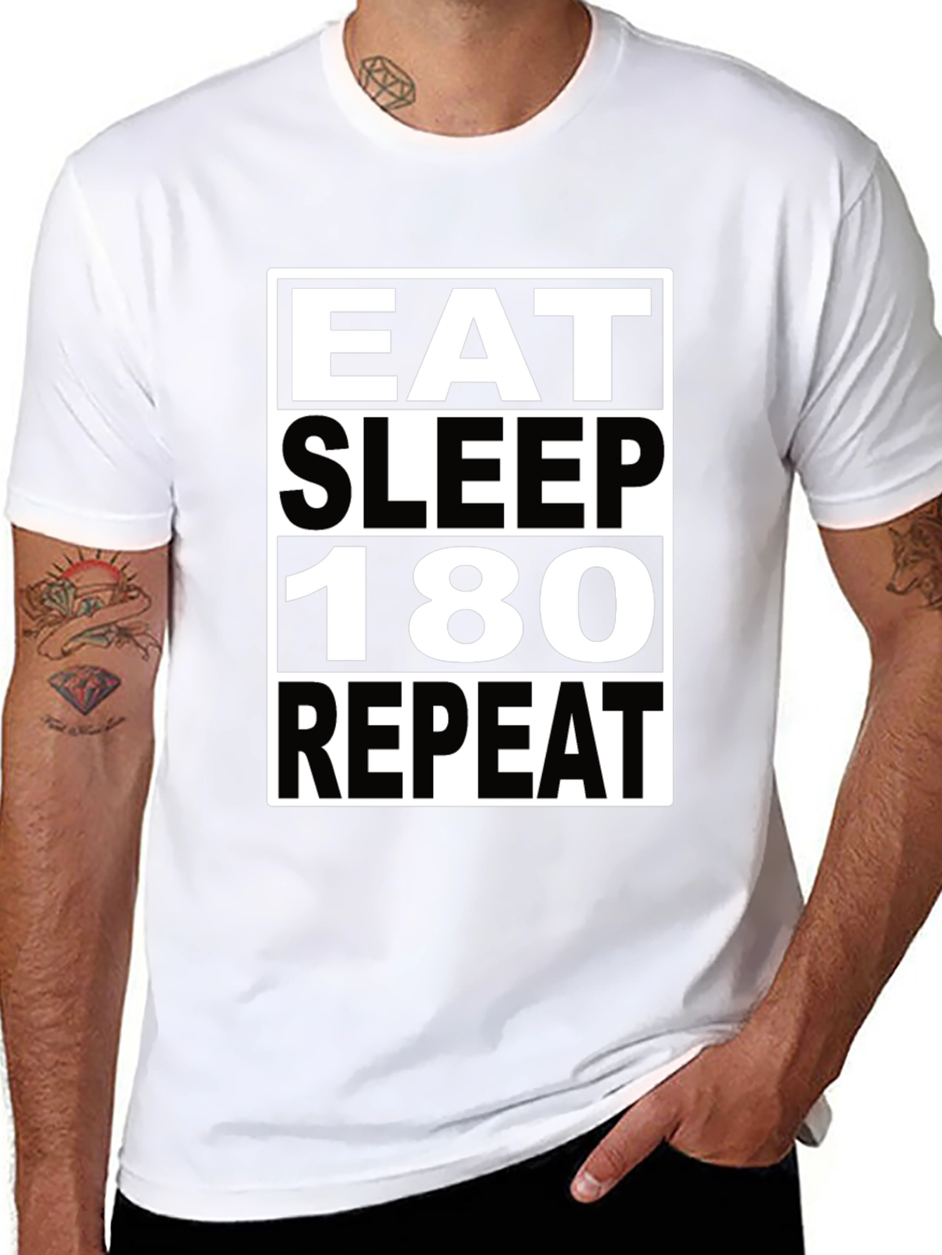 Eat Sleep 180 Repeat Black Graphic Tee