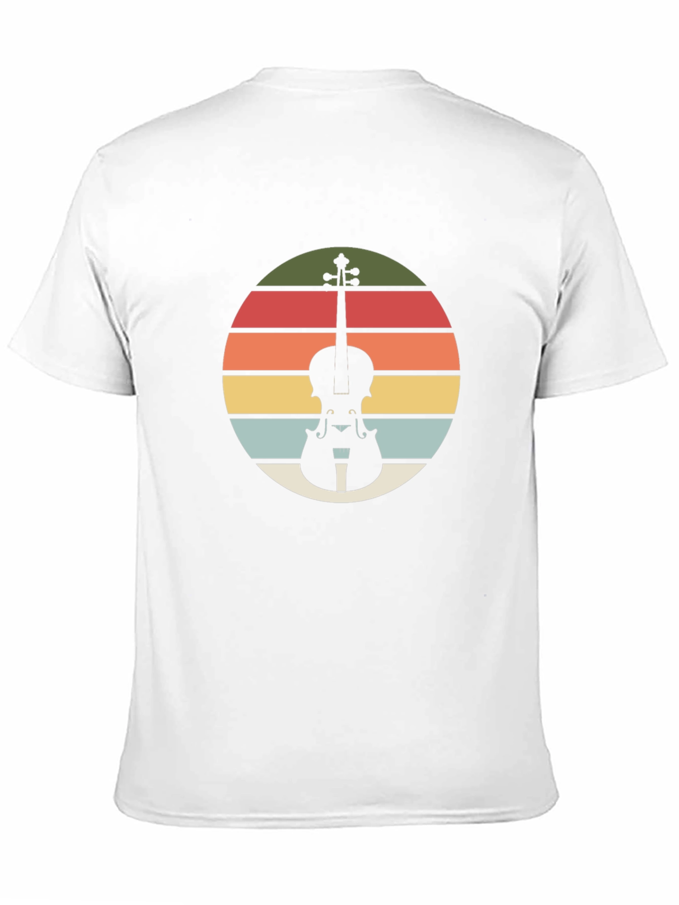 Retro Violin Sunset Black T-Shirt