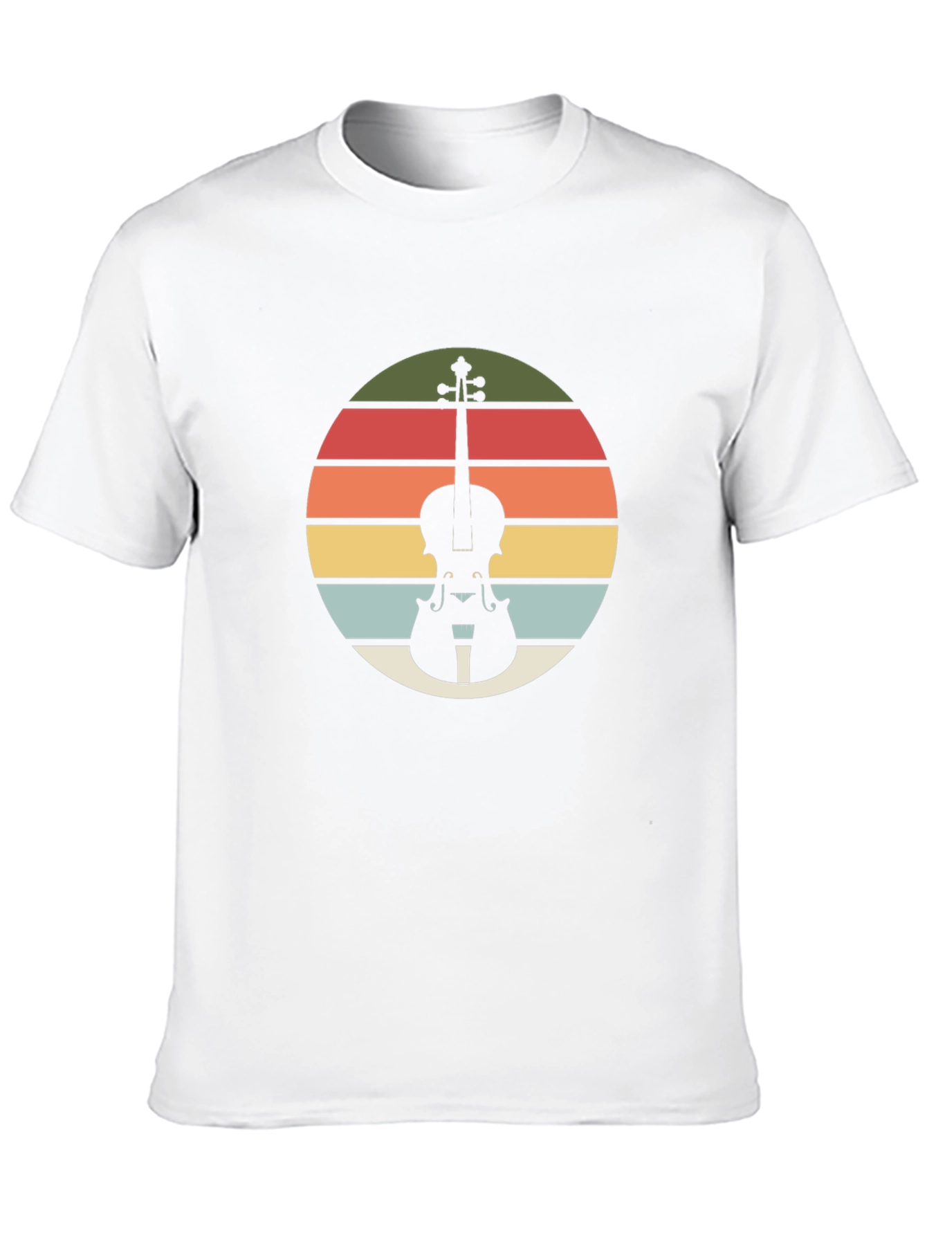 Retro Violin Sunset Black T-Shirt