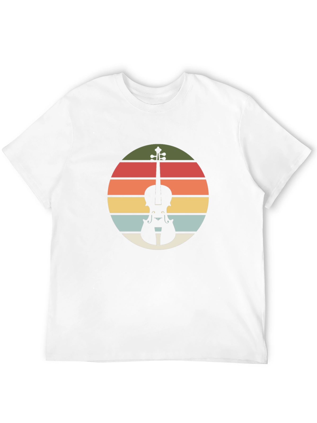 Retro Violin Sunset Black T-Shirt