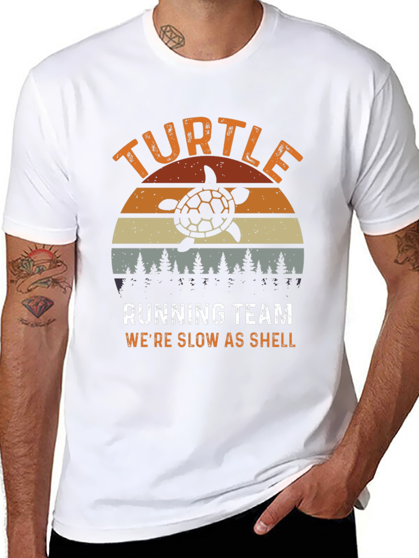 Turtle Running Team Mens Graphic T-Shirt